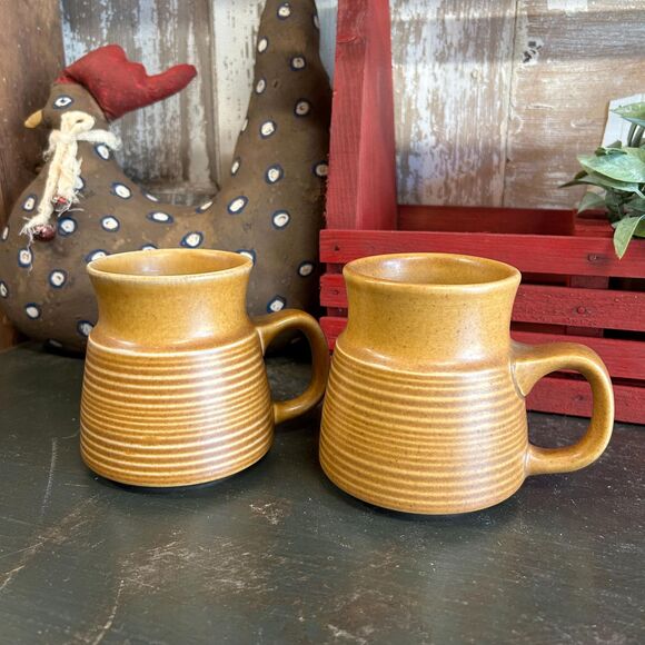Denby Langley "Canterbury" Mugs, Burnt Yellow Stoneware - Picture 1 of 6